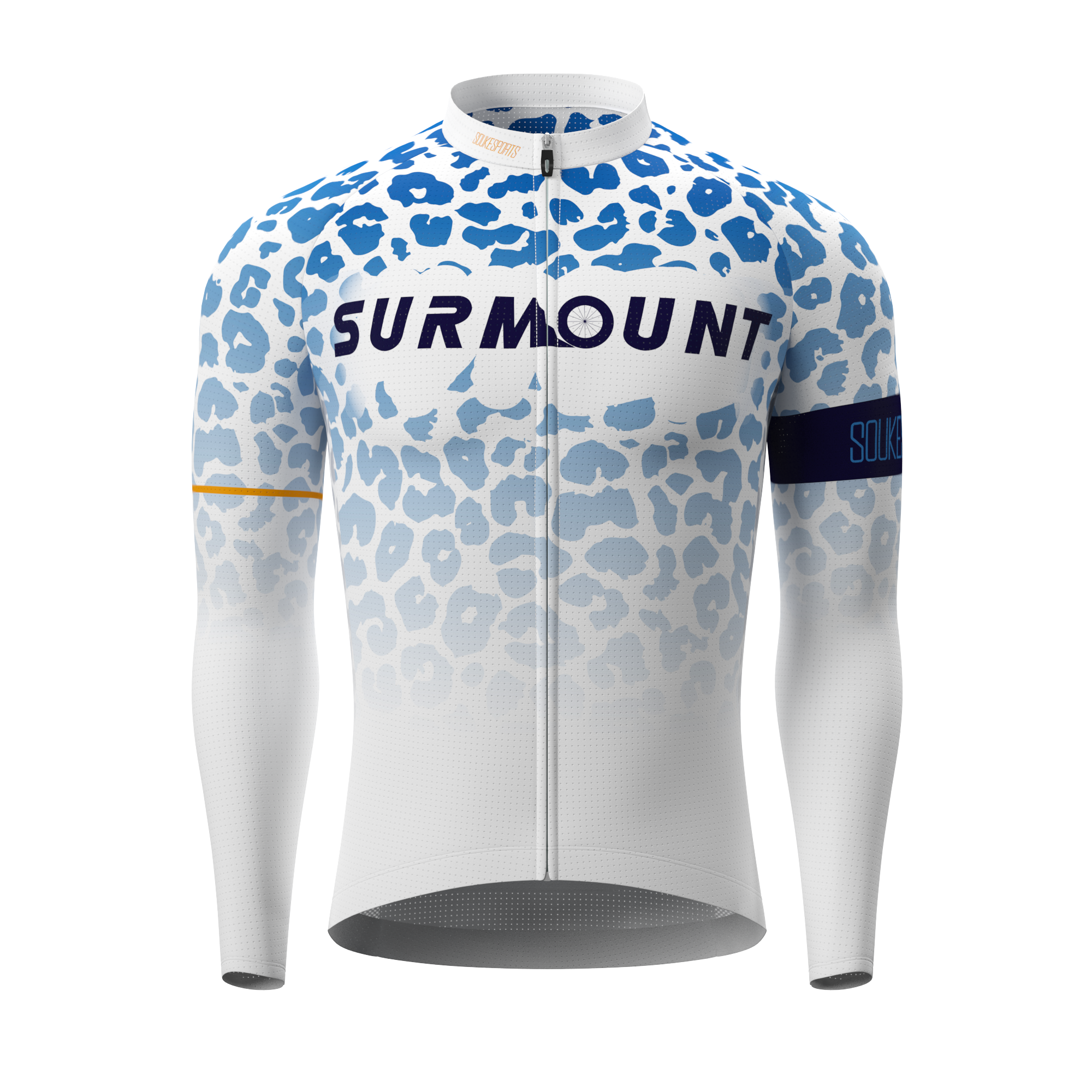 Leopard Print Long Sleeves Bike Jersey CL1297 - Blue