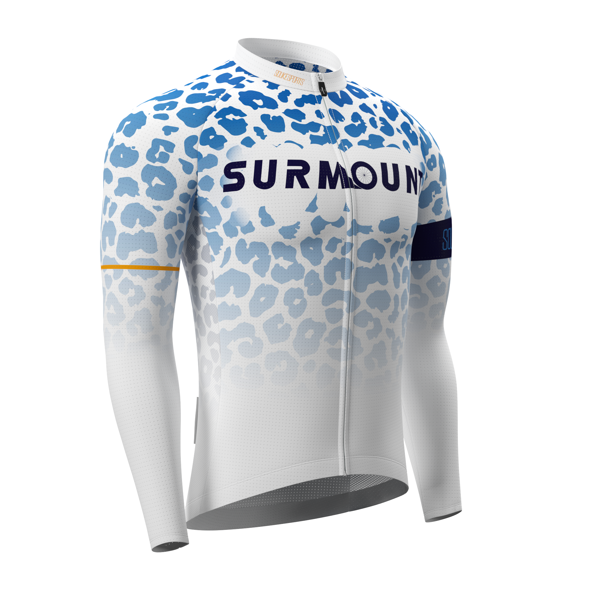 Leopard Print Long Sleeves Bike Jersey CL1297 - Blue