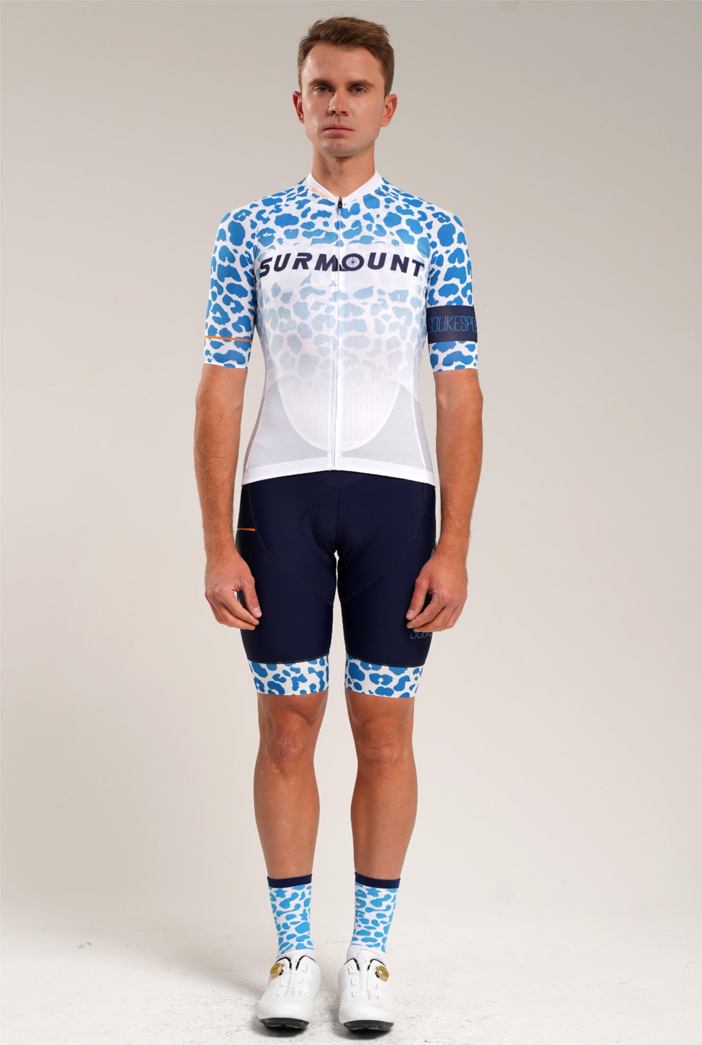 Leopard Print Short Sleeves Bike Jersey CS1197 -Blue