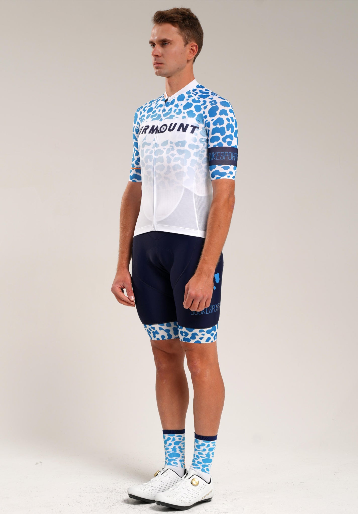 Leopard Print Short Sleeves Bike Jersey CS1197 -Blue