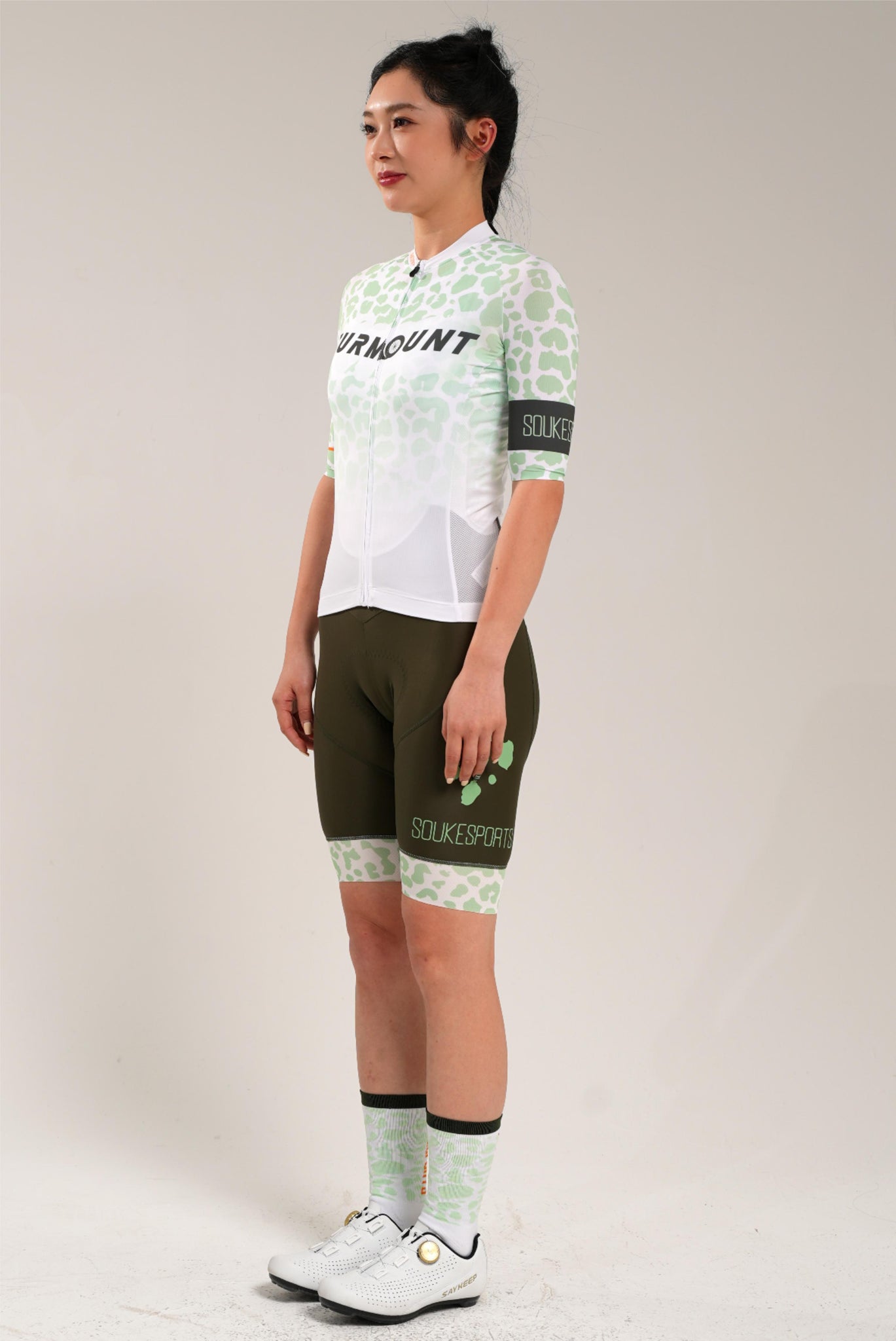 Leopard Print Short Sleeves Bike Jersey CS1197 -Green