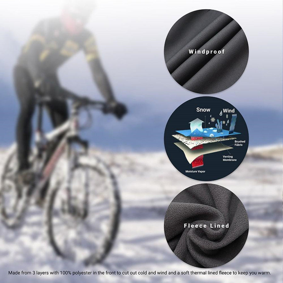 Winter Fleece Thermal Cycling Pants Waterproof Trousers Bike