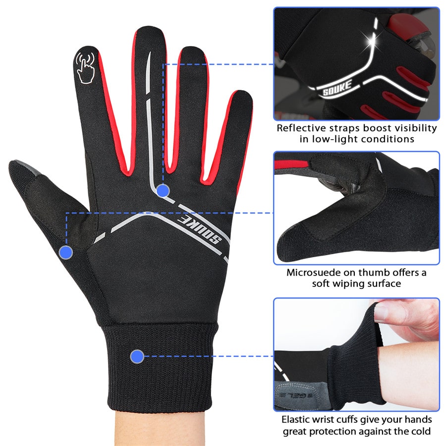 LERWAY Cycling Gloves Bike Gloves Full Finger Padded MTB Gloves Cycling  Mitts Breathable Shock-absorbing Touchscreen Bicycle Biking BMX Gloves ,  Blue, S 