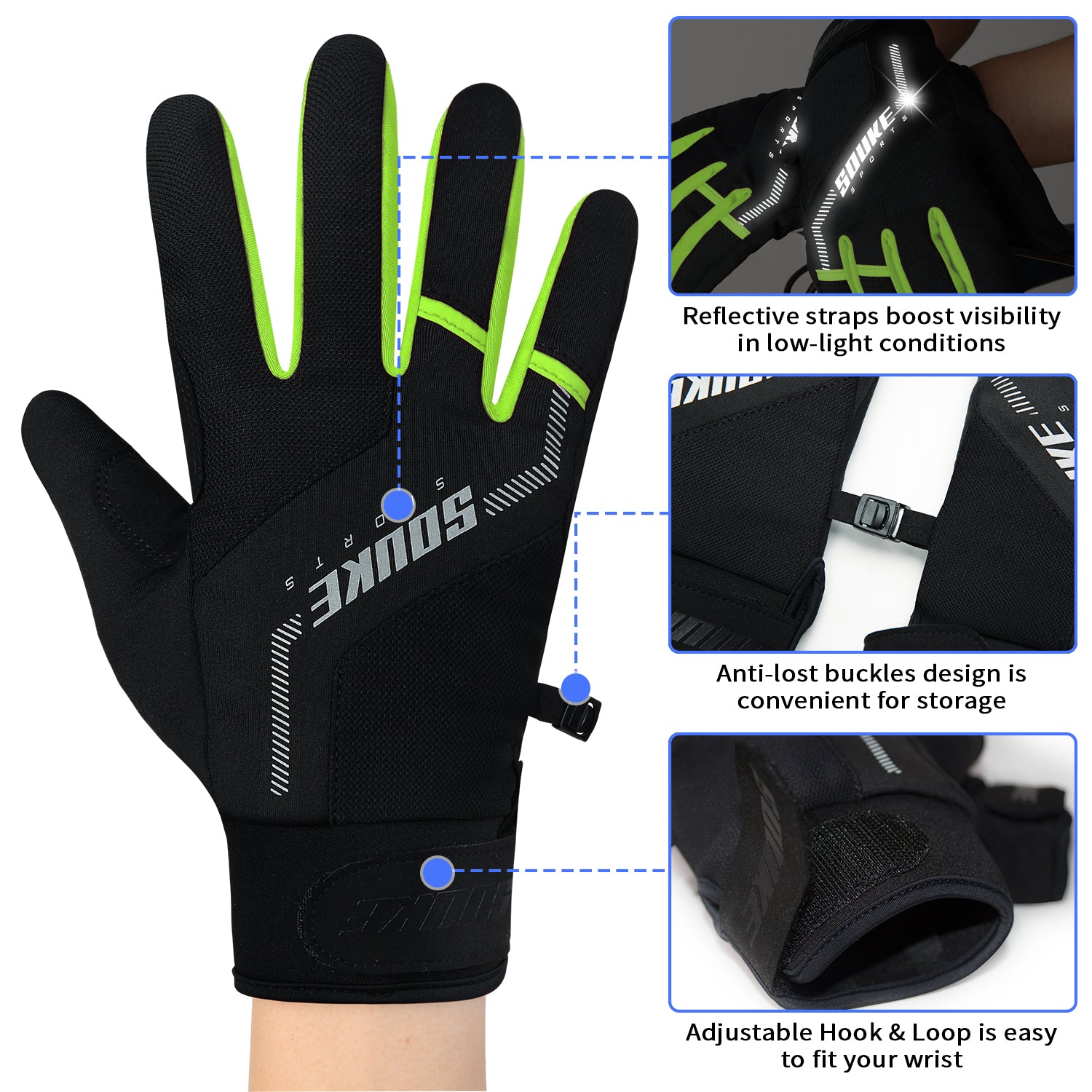Souke Sports Cycling Bike Gloves Padded Half Finger Bicycle Gloves  Shock-Absorbing Anti-Slip Breathable MTB Road Biking Gloves for Men/Women